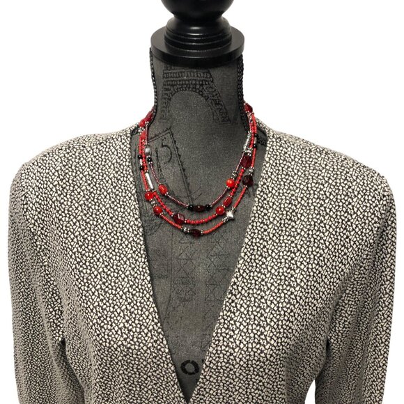 Camelia Button-Up Cardigan Womens Large Black White Knit Jacket Pockets Vintage - Picture 2 of 8